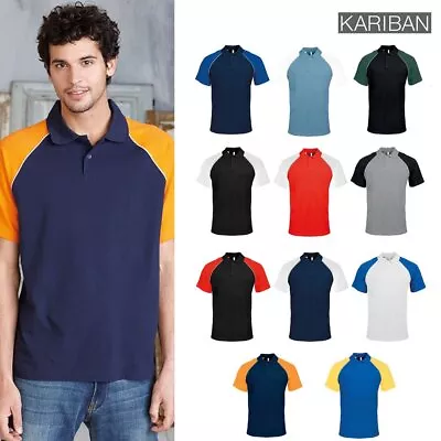 Buy Kariban Men's Baseball Contrast Polo Shirt (K226) - Adult Casual Sports T-Shirt • 17.79£