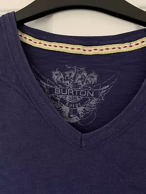 Buy Burton V Neck T Shirt Top Navy Large 100% Cotton • 2.29£