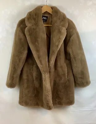 Buy Zara Faux Fur Teddy Camel Coat Jacket Size Small • 35£