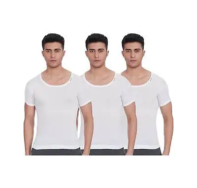 Buy Men's Solid Vest Inner Wear Comfortable & Stylish White Color Half Sleeves Shirt • 35.21£