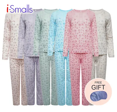 Buy I-Smalls Ladies Pyjama Set All Over Flowers Ultra Soft Cotton Long Sleeves • 9.95£