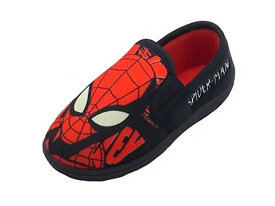 Buy Boys Spiderman Slippers Glow In The Dark Eyes Size 7-2 Red Spidey & Friends Kids • 12.99£