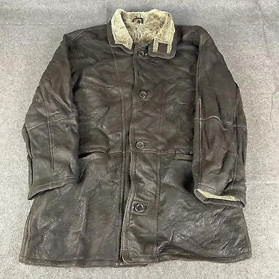 Buy VINTAGE Sheepskin Jacket Mens Medium Brown Coat Shearling Warm Soft Vtg Buttery • 12£
