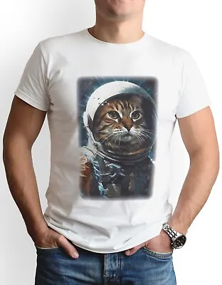 Buy Cat Astronaut T-Shirt Gift Cool Space Feline Art Animal Spaceman Funny Cool • 6.99£
