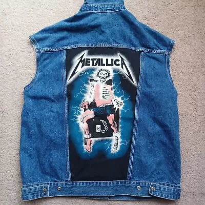 Buy Metallica Ride The Lightning Heavy Metal Denim Battle Jacket Vest Mens 16 Eu 44 • 40.99£