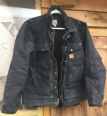 Buy L Carhartt 101230  001 BLK Berwick Sandstone Jacket  Fleece Lined Black Very Goo • 228.50£