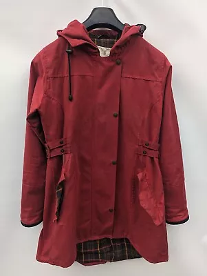 Buy House Of Bruar Red Waxed Waterproof Hooded Jacket In Red Size Small Womens • 69.99£