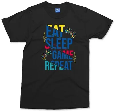 Buy Eat Sleep Game Repeat Funny Gamer T-shirt Gift Boys Gaming Top Birthday Present • 12.99£