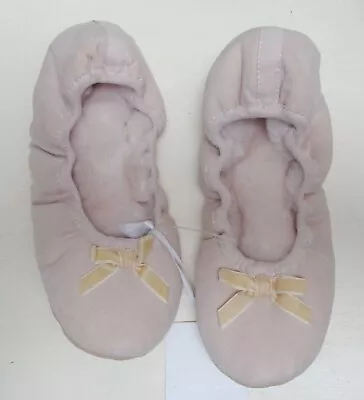 Buy The White Company Pale Pink Bow Elasticated Ballet Slippers Size UK 4.5 - 5 • 18£