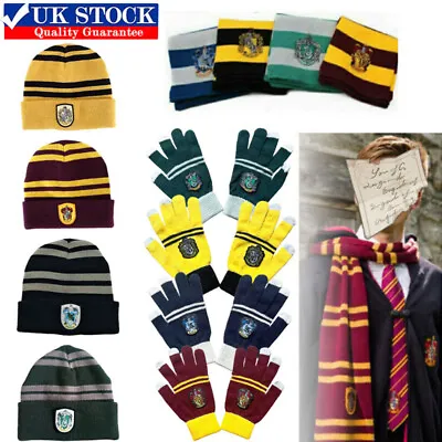 Buy Harry Potter Beanie Hat Scarf Glove Gryffindor Slytherin Ravenclaw Hufflepuff! • 6.89£