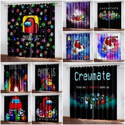 Buy 3D Among Us Ready Made Pair Thick Blackout Curtains Thermal Ring Top Eyelet Gift • 21.59£
