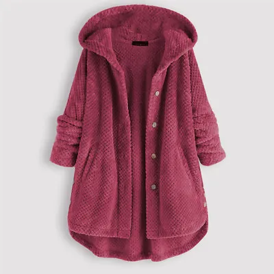 Buy Women Winter Warm Fleece Teddy Bear Hoodie Coat Ladies Plain Jacket Plus Size UK • 28.39£