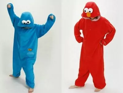 Buy Adult Sesame Street Cookie Monster Blue&red Elmo Costume Pajamas Onesie10 Outfit • 8.99£