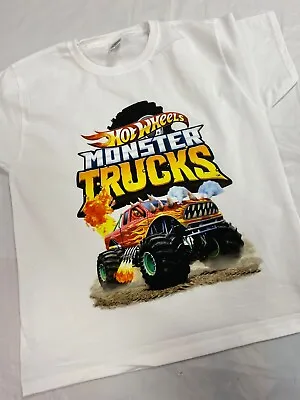 Buy Hot Wheels Monster Trucks T Shirt Girls Boys Unisex • 12.99£