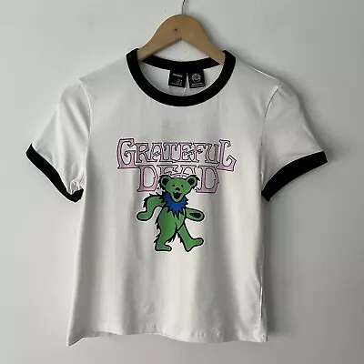 Buy Bershka Grateful Dead Band T-Shirt Ringer Baby Tee Rock 70s Style Size UK M NEW • 14.99£