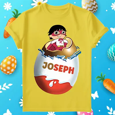 Buy Personalised Kids Easter Egg Kinder Ryans World Inspired 2023 School T-Shirt #ED • 8.99£