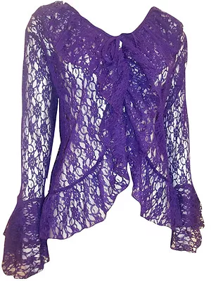 Buy Eaonplus Cardigan Top PURPLE Floral LACE Bell Sleeve Cover Up Plus Size 28 & 30 • 17.95£