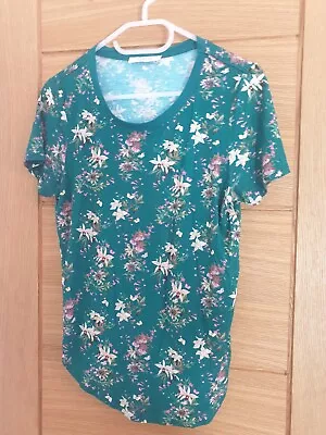 Buy Ladies Oasis Green Floral T-Shirt Top. Size M. Very Pretty. Good Condition • 5£