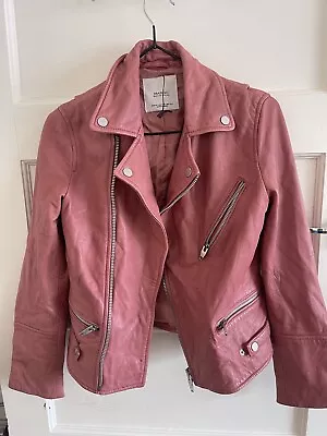 Buy Mango Pink Leather Motorcycle Jacket XS • 20£