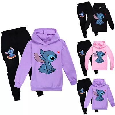 Buy Lilo And Stitch Kids Clothes Sweatshirt Hoodies Jumper Winter Tops Pants Outfit • 10.24£