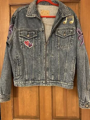 Buy Custom One Of A Kind Rock And Roll Gap Zip Up Denim Jacket M • 7.87£