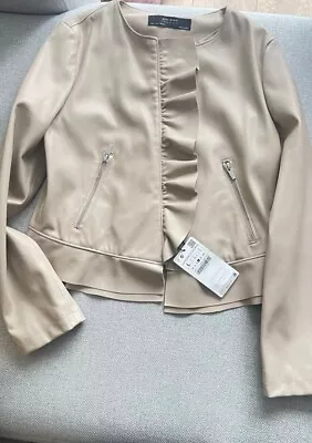 Buy ZARA Beige Faux Leather Jacket  • 18£