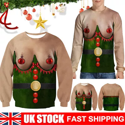 Buy Ugly Christmas Jumper Sweater Men Women Funny 3D Print Sweatshirt Xmas Pullover~ • 17.39£