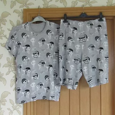 Buy George Shortie Pyjamas 15-16 Years Black Grey Jersey Skulls Livestream Legend • 5£