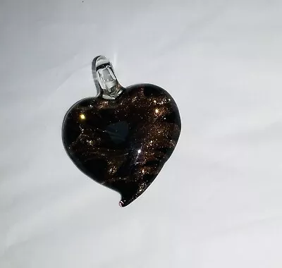 Buy Black & Gold GLASS HEART Charm PENDANT Jewellery Making Necklace Gift L • 0.99£