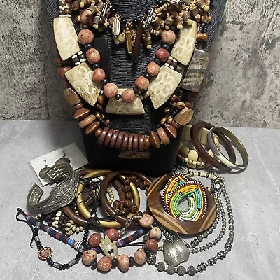Buy TRIBAL Costume Jewellery Lot Necklace Bangle Etc Ethnic Boho Festival Hippy • 19.99£