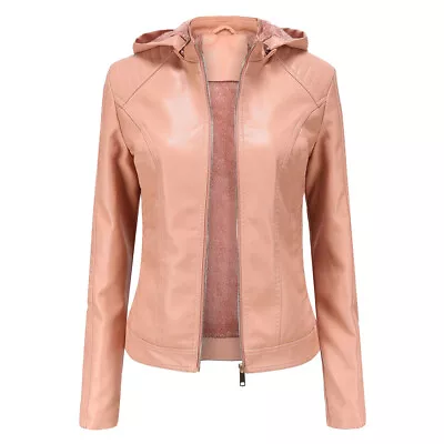 Buy Women's Plush Leather Jacket Women's Hooded Short Jacket Warm Leisure PLUS SIZE • 39.06£