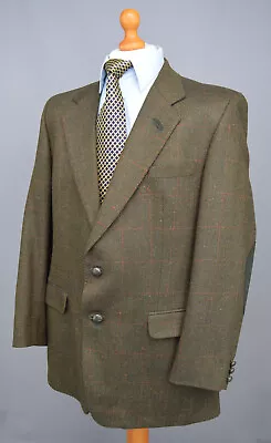 Buy Mens Dark Green Daks Signature Herringbone & Check Tweed Jacket Size UK 44R. • 9.99£