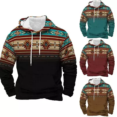 Buy Fashionable Ethnic Print Hoodie Sweatshirt For Men Comfortable And Stylish • 20.87£