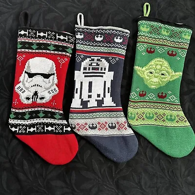 Buy Star Wars Set Of 3 Knit CHRISTMAS STOCKING Ugly Sweater Yoda R2D2 Stormtrooper • 24.08£