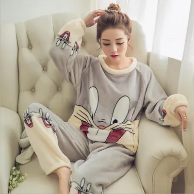 Buy  Women Soft Coral Fleece Pyjamas Set Plush Fleece Warm Winter Sleepwear Pajamas • 9.99£