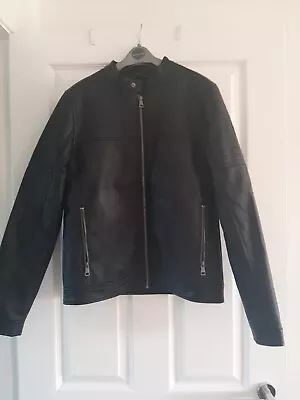Buy Stylish  Faux-Leather Black Biker Jacket - Medium Ladies New • 8.99£