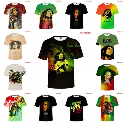 Buy Unisex Bob Marley Reggae Star 3D Casual Short Sleeve T-Shirt Tee Top Gifts UK • 10.79£
