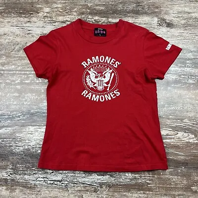 Buy Womens Vintage Ramones 1234 T Shirt Large Red Punk Rock Band Y2K Fitted Tee • 14.45£