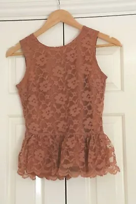 Buy Orange Rust Coloured Sleeveless Lace Peplum Top Size 8 Innocence Clothing New • 12.99£
