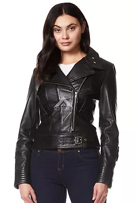 Buy SUPERMODEL Ladies Jacket Black Biker Tops Rock Real Italian Leather Jacket 4110 • 102£