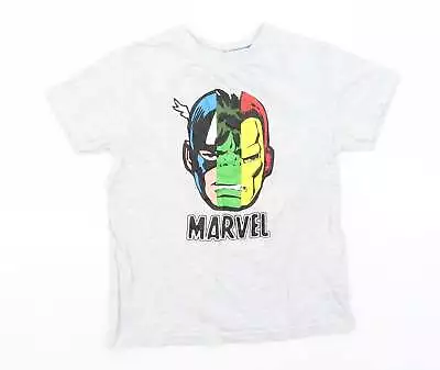 Buy Marvel Boys Grey Cotton Basic T-Shirt Size 7-8 Years Round Neck - Captain Americ • 3.75£