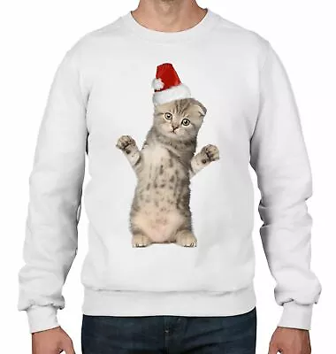 Buy Kitten With Santa Claus Hat Christmas Men's Sweatshirt - Present Cat Jumper • 23.95£