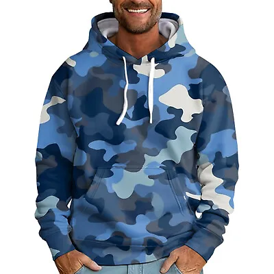 Buy Men's Camouflage Pullover Hoodies Coat Sports Top Hooded Sweatshirts With Pocket • 19.44£