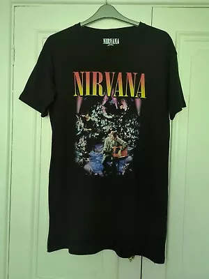 Buy Black Nirvana Tshirt Dress Uk12 • 2£