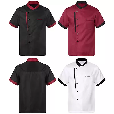 Buy Unisex Short Sleeve Chef Jacket Hotel Restaurant Kitchen Cook Chef Coat Uniforms • 15.63£