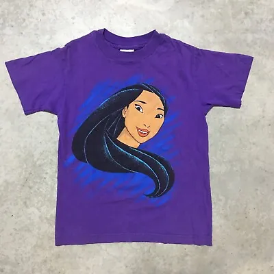 Buy Vintage 90s Disney Store Pocahontas Big Print Youth Medium T-Shirt Purple Cotton • 31.53£