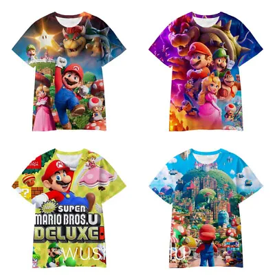 Buy 3D Super Mario Bros Game Kids/Adults Casual Short Sleeve T-Shirt Tee Summer Top • 6.98£