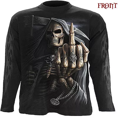 Buy Spiral Direct BONE FINGER Long Sleeve T-shirt/Biker/Tattoo/Skull/Reaper/Goth/Top • 24.99£