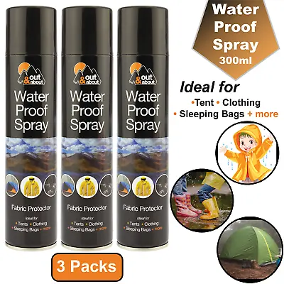 Buy 3X Waterproof Spray Fabric Protector For Clothing Tents Shoes Camping Coat 300ml • 9.49£