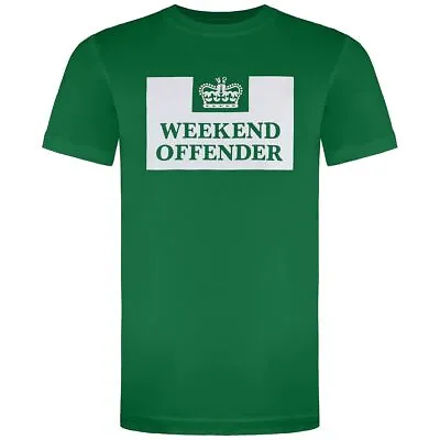 Buy Weekend Offender Short Sleeve Crew Neck Mens Green Prison T-Shirt TSAW2204 VERT • 17.99£